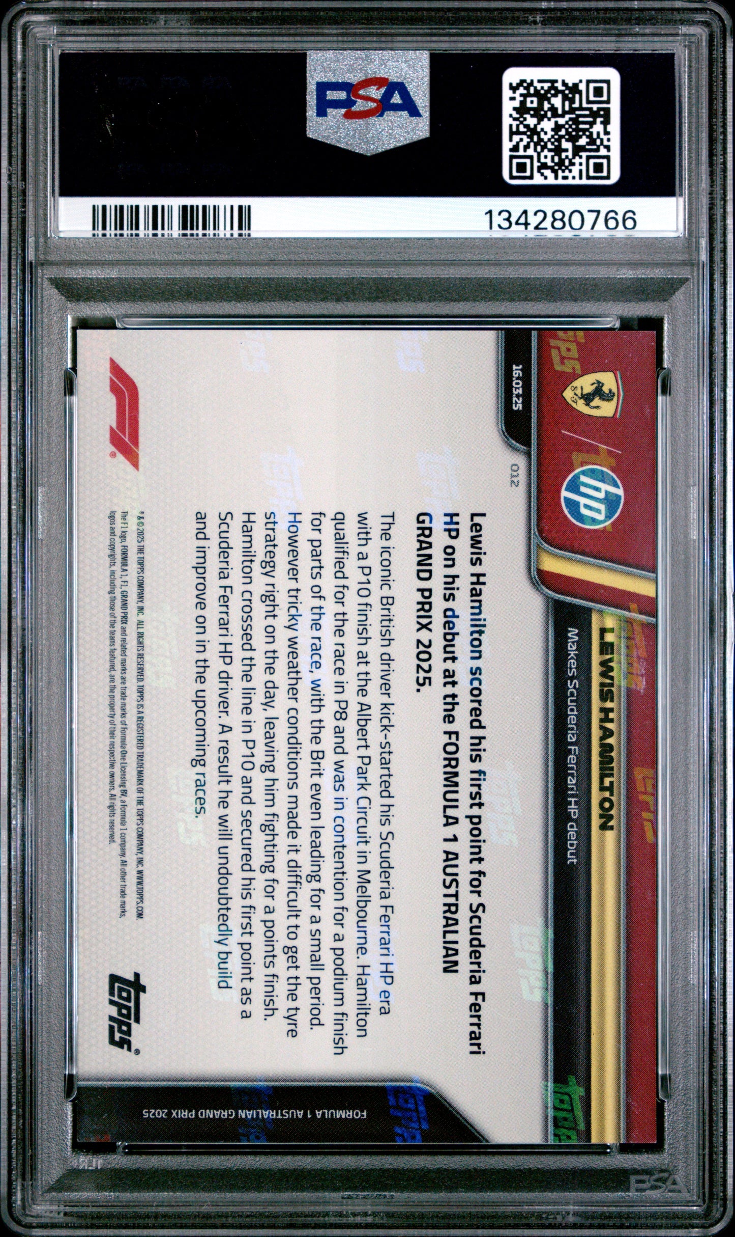 2025 Topps Now Lewis Hamilton PSA 10 #12