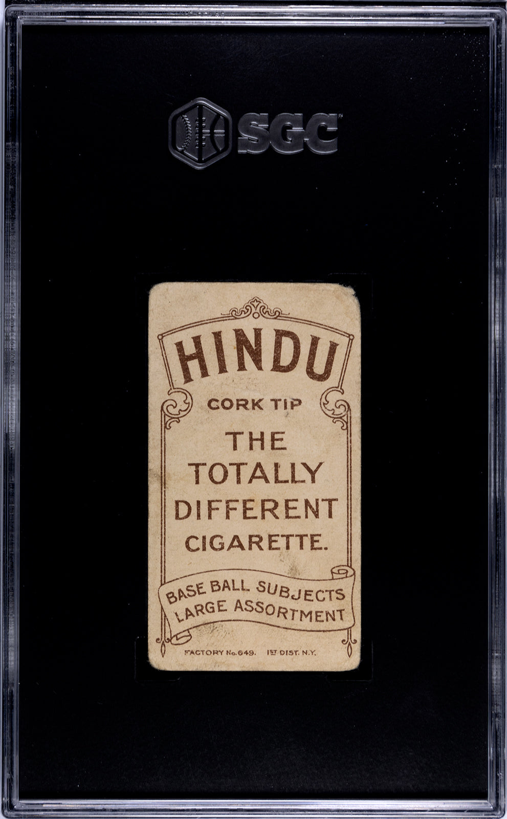 1909-11 T206 Doc White SGC 1 HINDU BACK