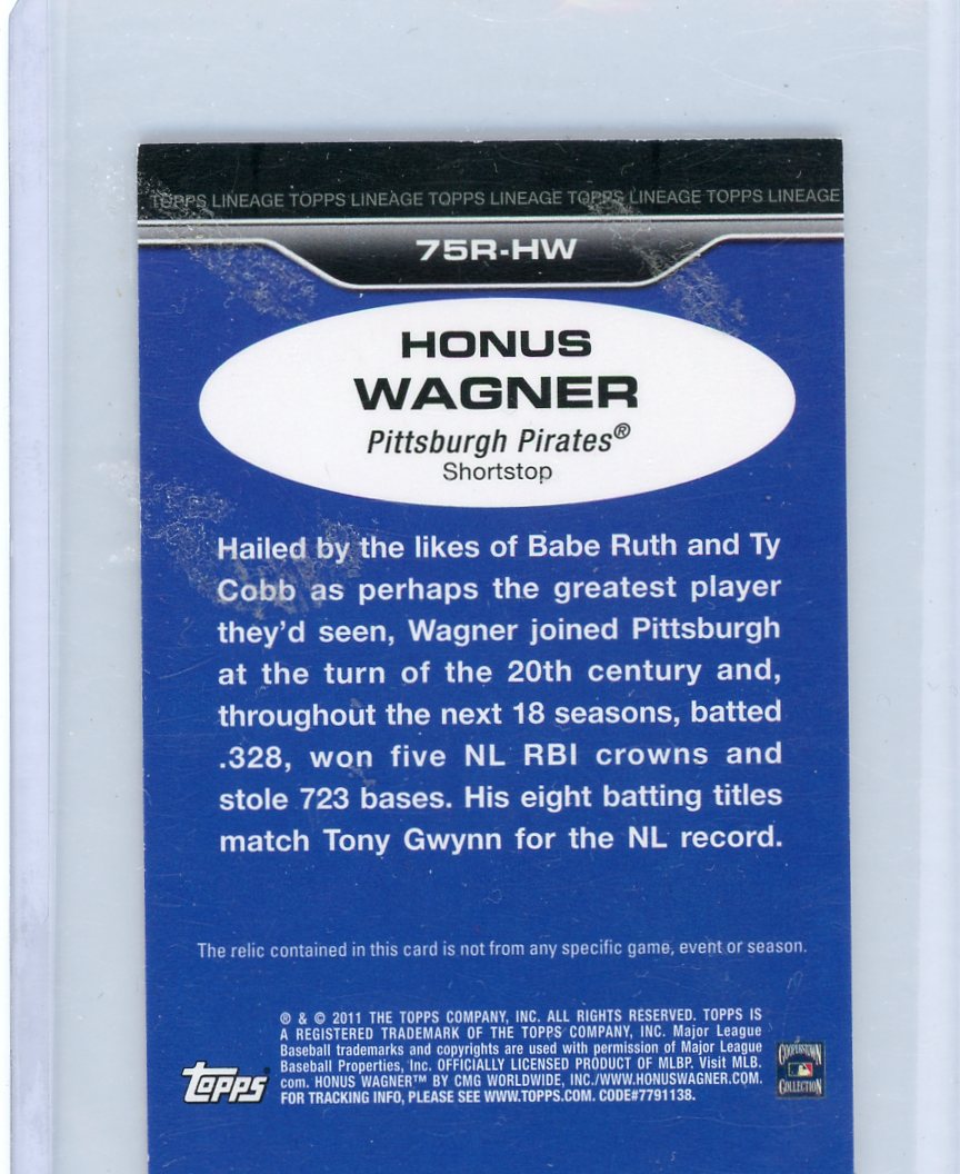 2011 Topps Lineage Honus Wagner Game Used Bat Relic