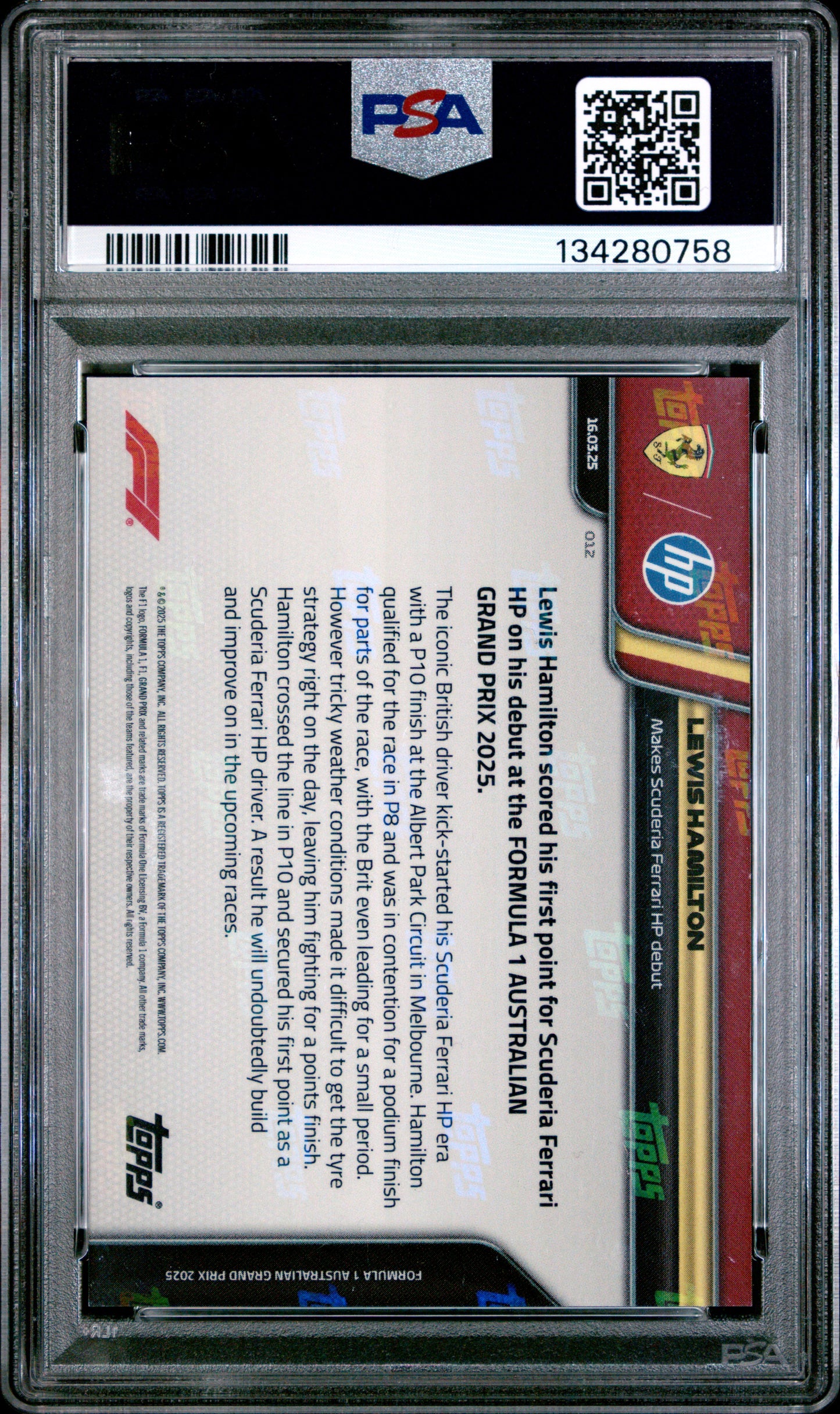 2025 Topps Now Lewis Hamilton PSA 9 #12