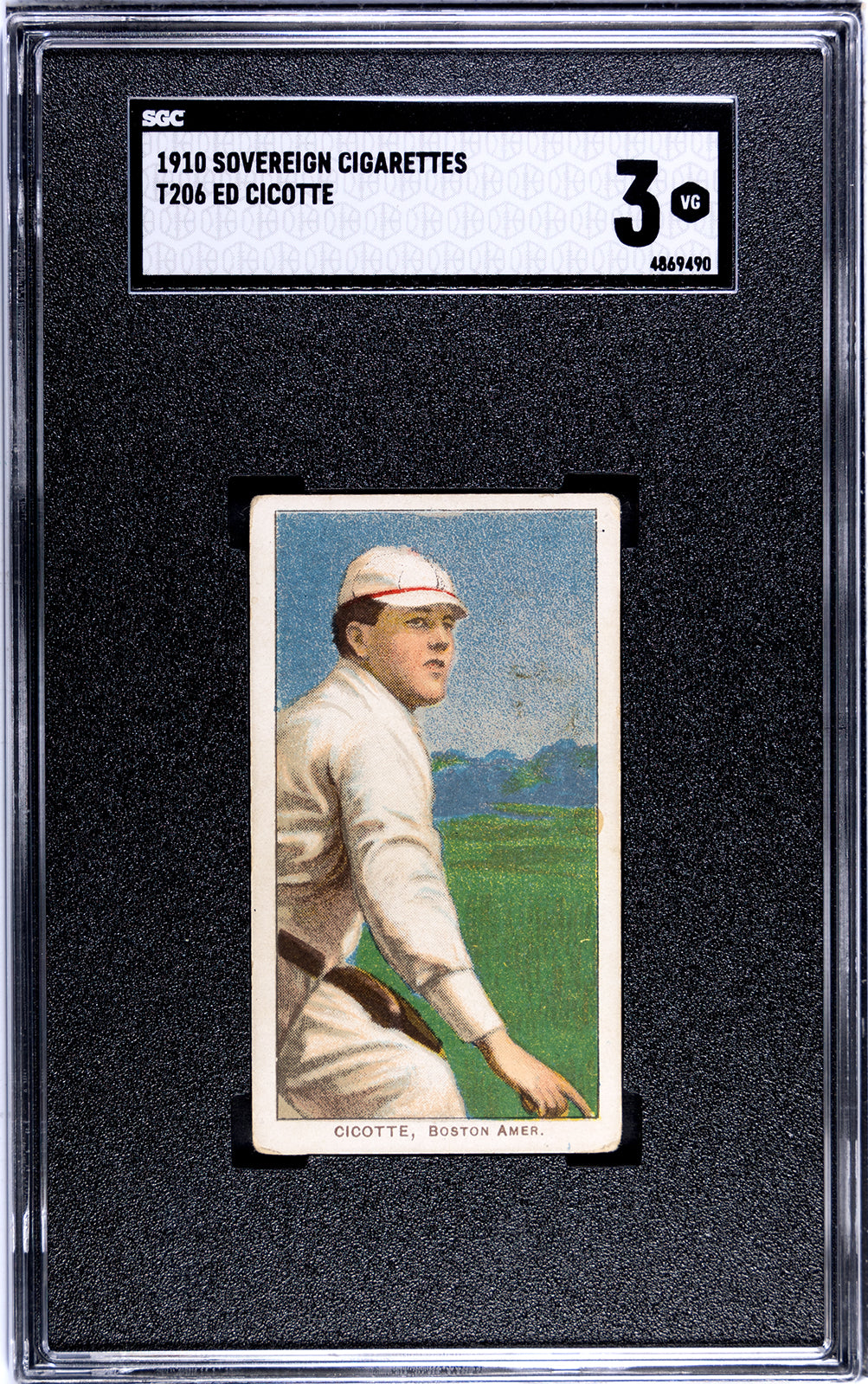 1909-11 T206 Ed Cicotte SGC 3 Sovereign 350 Back