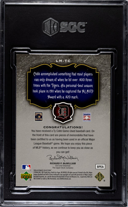 2006 Ultimate Materials Ty Cobb 4/5 SGC Authentic