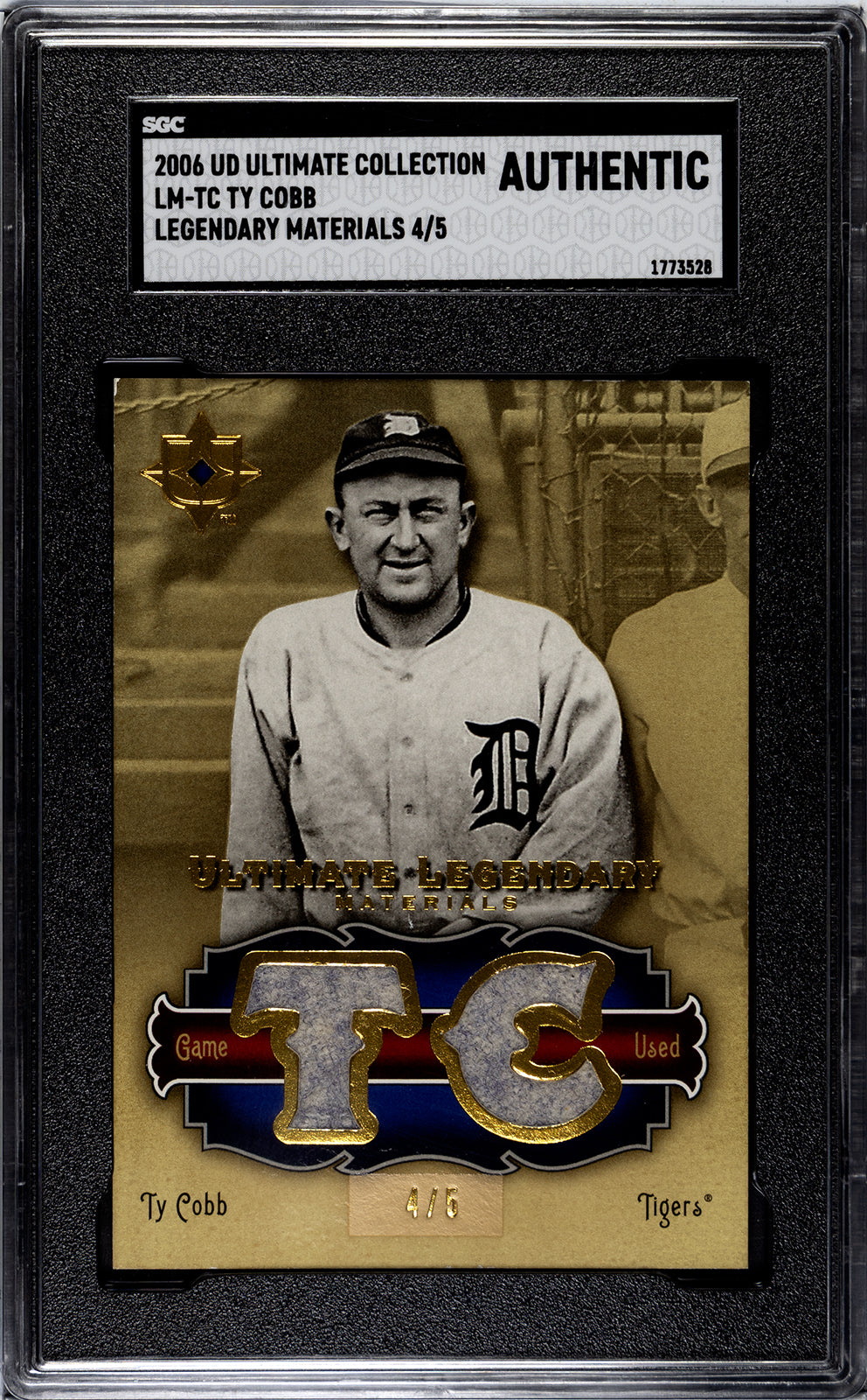2006 Ultimate Materials Ty Cobb 4/5 SGC Authentic