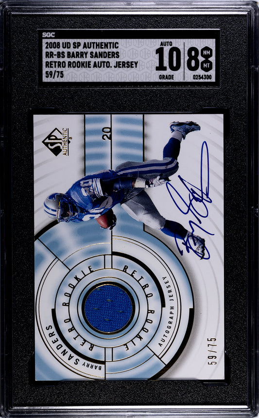 2008 Barry Sanders SP Authentic Retro Rookie SGC 8/10 /75