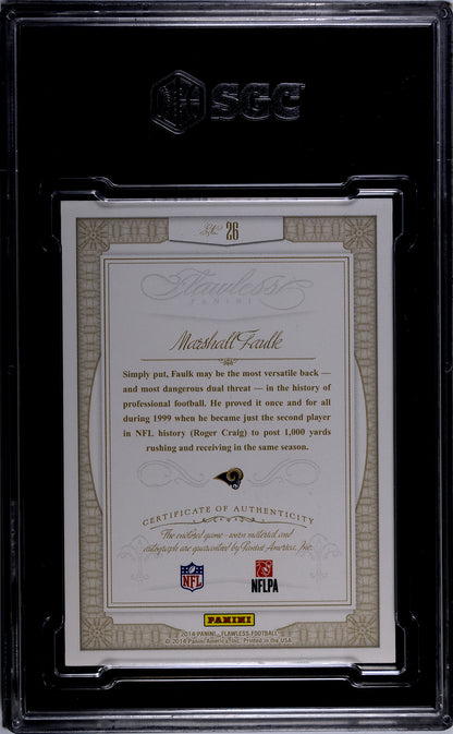 2014 Panini Flawless Marshall Faulk 1/1 game used jersey patch auto SGC A