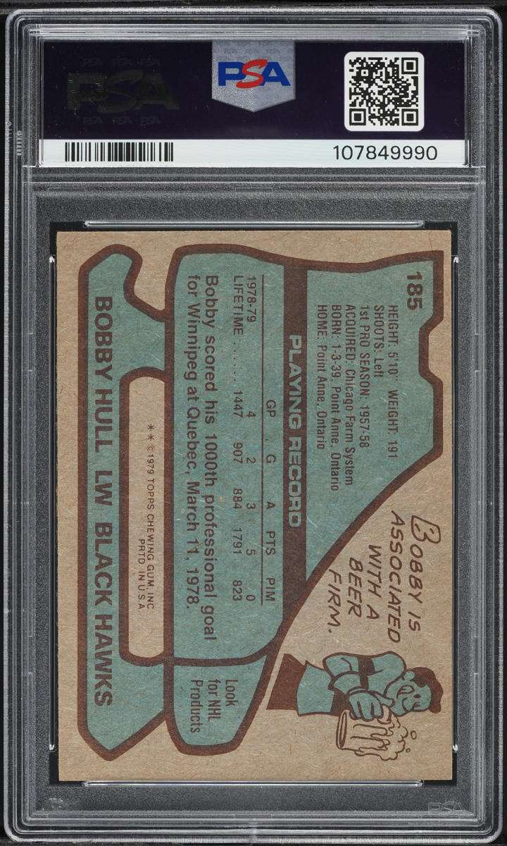 1979 Topps Auto Bobby Hull PSA 3/8