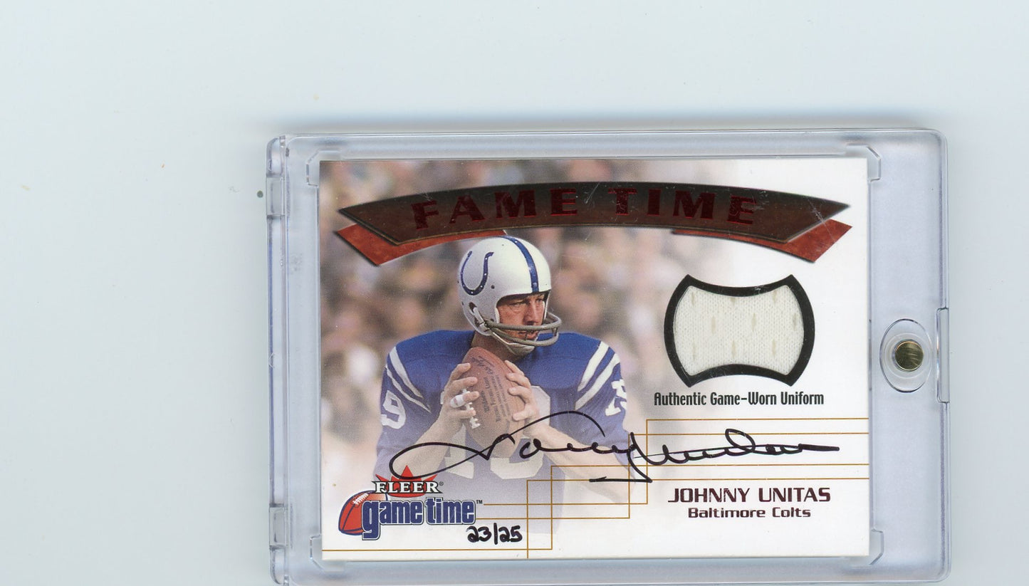 2001 Fleer Game Time JOHNNY UNITAS GAME USED AUTO JERSEY 23/25
