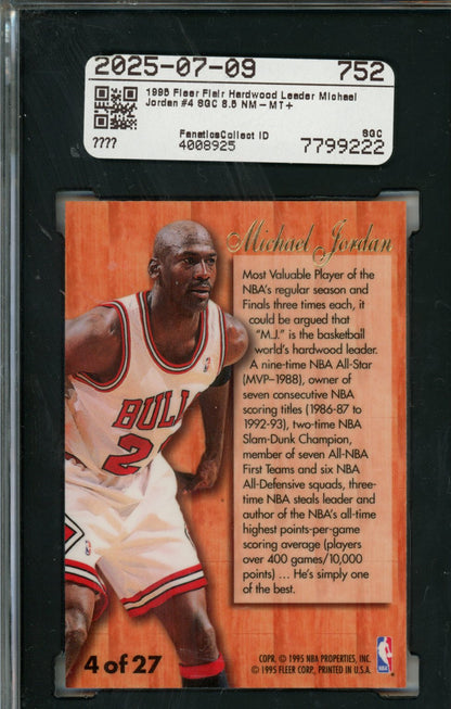 1995-96 Michael Jordan Fleer Flair Hardwood Leaders SGC 8.5