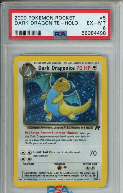 2000 Pokemon Dark Dragonite Holo PSA 6