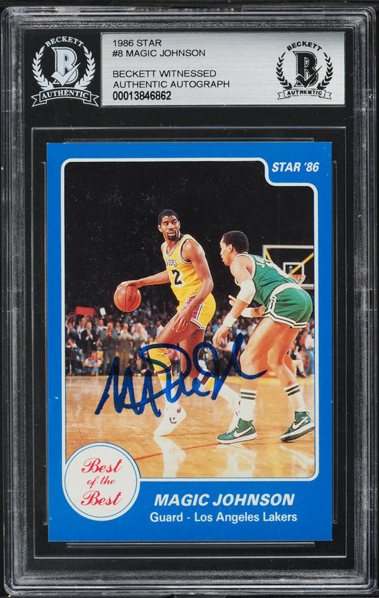 1987 Star Magic Johnson Beckett Auto